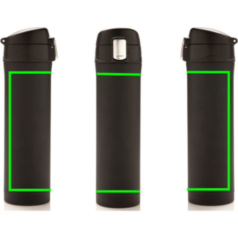 Easy Lock Vakuum-Flasche aus RCS recyceltem Stahl schwarz bedrucken, Art.-Nr. P435.501