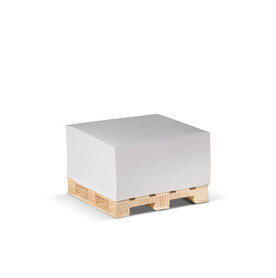 Zettelblock 10x10x5cm auf Holzpalette - Weiss bedrucken, Art.-Nr. LT91739-N0001