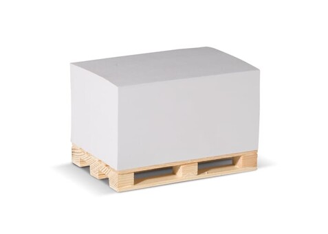 Zettelblock Pad 12x8x6cm FSC auf Holzpalette - Weiss bedrucken, Art.-Nr. LT91759-N0001