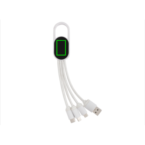 4-in-1 Kabel mit Karabiner-Clip weiß bedrucken, Art.-Nr. P302.073