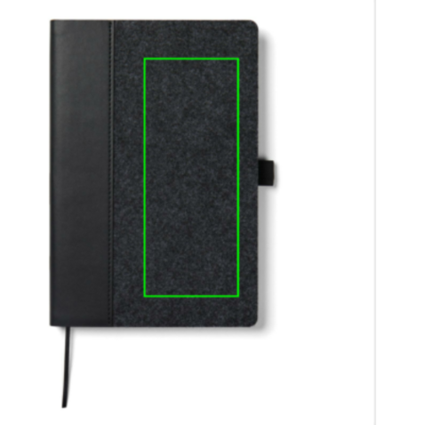 VINGA Albon A5-Notizbuch aus GRS recyceltem Filz schwarz bedrucken, Art.-Nr. V773011 VINGA Albon A5-Notizbuch aus GRS recyceltem Filz schwarz bedrucken, Art.-Nr. V773011