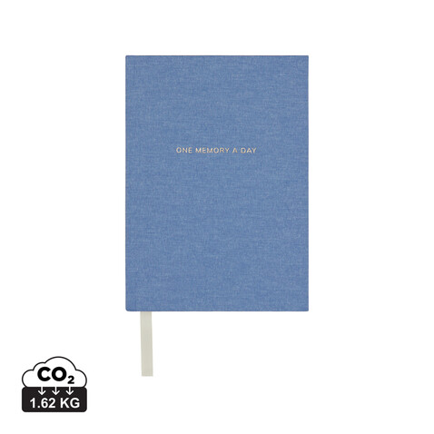 VINGA &quot;One memory a day&quot; GRS-recyceltes Papierjournal blau bedrucken, Art.-Nr. V7730205