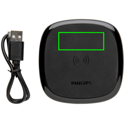 Philips 10W Qi Wireless-Charger schwarz bedrucken, Art.-Nr. P308.741