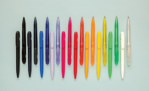 Devin transparenter Stift aus GRS zertifiziertem rABS schwarz bedrucken, Art.-Nr. P611.2601