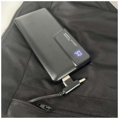 SCX.design G01 beheizbarer Bodywarmer mit Powerbank, schwarz bedrucken, Art.-Nr. 2PX13905