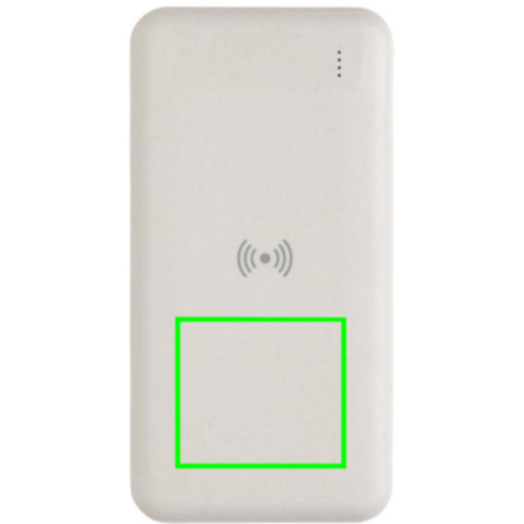 Wireless Powerbank aus RCS Standard recyceltem Kunststoff weiß bedrucken, Art.-Nr. P322.673