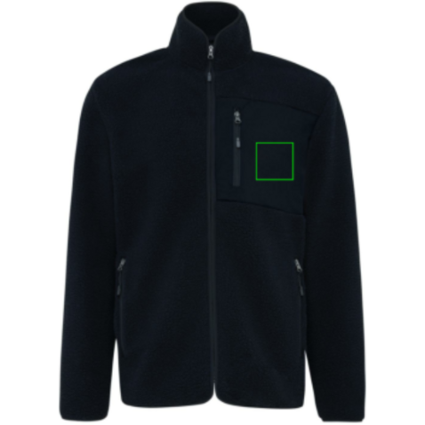 IQONIQ Diran Fleecejacke aus recyceltem Polyesterflor schwarz bedrucken, Art.-Nr. T9800.001.XXXL