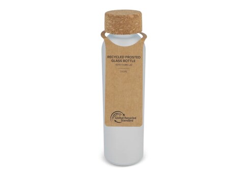 Gefrostete Glasflasche mit Korkdeckel 500ml - Gefrostet Weiss bedrucken, Art.-Nr. LT98880-N5401