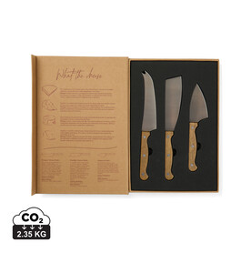 VINGA Käsemesser-Set Story of Cheese braun bedrucken, Art.-Nr. V2613627