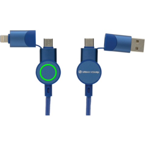 Oakland RCS rKunststoff 1,2m 6-in-1 Fast-Charging 45W Kabel blau bedrucken, Art.-Nr. P302.705