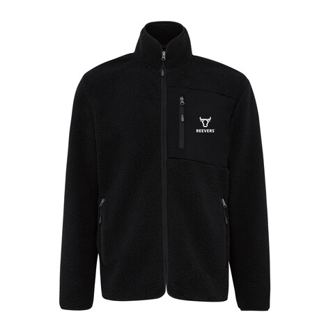 IQONIQ Diran Fleecejacke aus recyceltem Polyesterflor schwarz bedrucken, Art.-Nr. T9800.001.XXXL