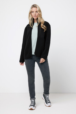 IQONIQ Diran Fleecejacke aus recyceltem Polyesterflor schwarz bedrucken, Art.-Nr. T9800.001.XXXL