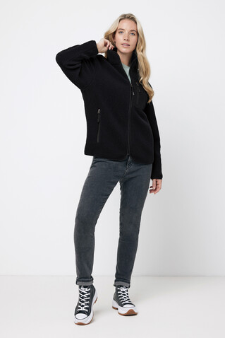 IQONIQ Diran Fleecejacke aus recyceltem Polyesterflor schwarz bedrucken, Art.-Nr. T9800.001.XXXL