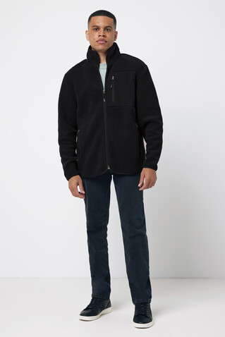 IQONIQ Diran Fleecejacke aus recyceltem Polyesterflor schwarz bedrucken, Art.-Nr. T9800.001.XXXL