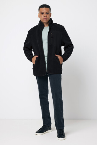 IQONIQ Diran Fleecejacke aus recyceltem Polyesterflor schwarz bedrucken, Art.-Nr. T9800.001.XXXL