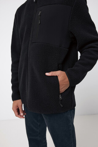 IQONIQ Diran Fleecejacke aus recyceltem Polyesterflor schwarz bedrucken, Art.-Nr. T9800.001.XXXL