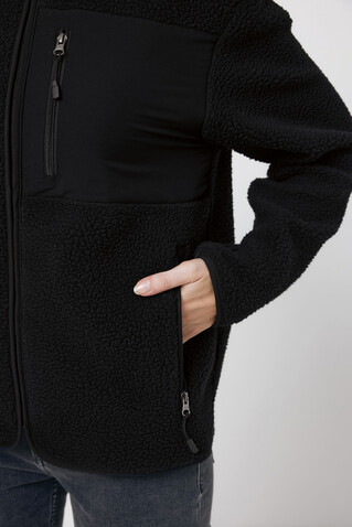 IQONIQ Diran Fleecejacke aus recyceltem Polyesterflor schwarz bedrucken, Art.-Nr. T9800.001.XXXL