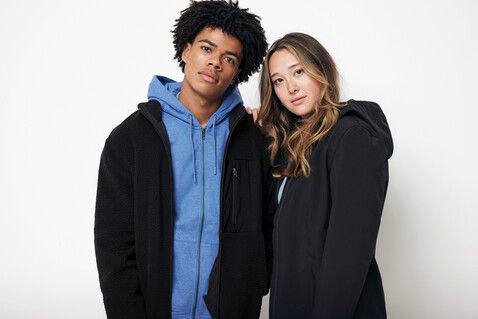 IQONIQ Diran Fleecejacke aus recyceltem Polyesterflor schwarz bedrucken, Art.-Nr. T9800.001.XXXL