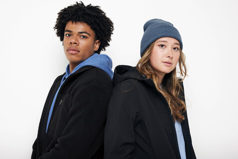 IQONIQ Diran Fleecejacke aus recyceltem Polyesterflor schwarz bedrucken, Art.-Nr. T9800.001.XXXL