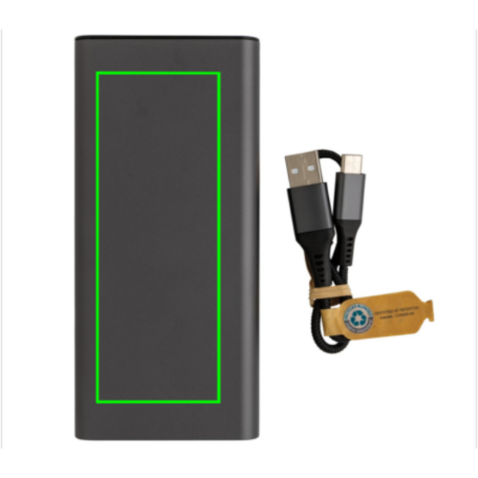 Terra 20.000mAh 20W Powerbank aus RCS recyceltem Aluminium grau bedrucken, Art.-Nr. P322.632