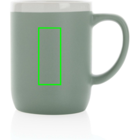 Keramiktasse mit weißem Rand, 300ml grün, weiß bedrucken, Art.-Nr. P434.097
