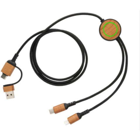 Ohio 6-in-1-Kabel aus RCS zertifiziert recyceltem Kunststoff schwarz bedrucken, Art.-Nr. P302.861