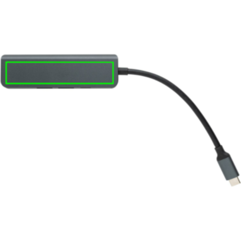 Terra Hub aus RCS recyceltem Aluminium mit HDMI-Input grau bedrucken, Art.-Nr. P308.652