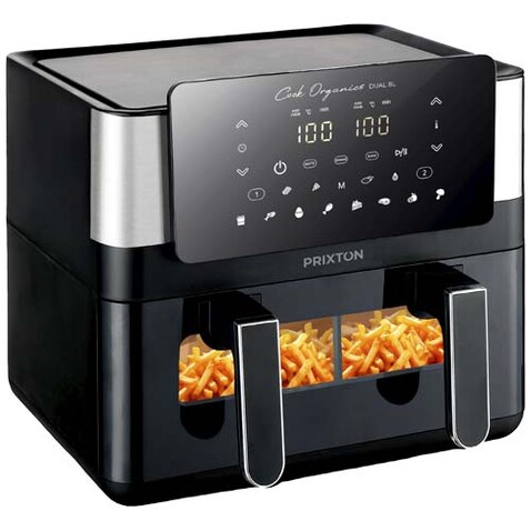 Prixton Cook Organics Doppel-Heißluftfritteuse 8L, schwarz bedrucken, Art.-Nr. 1PA18490