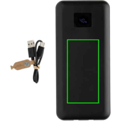 Gridley 20.000mAh 65W Laptop Powerbank aus RCS rPlastik schwarz bedrucken, Art.-Nr. P322.801