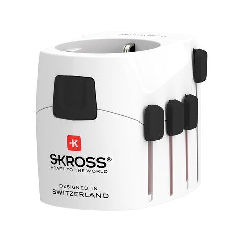 SKROSS Pro 3-Pole World Travel Adapter weiß bedrucken, Art.-Nr. RB1.103145