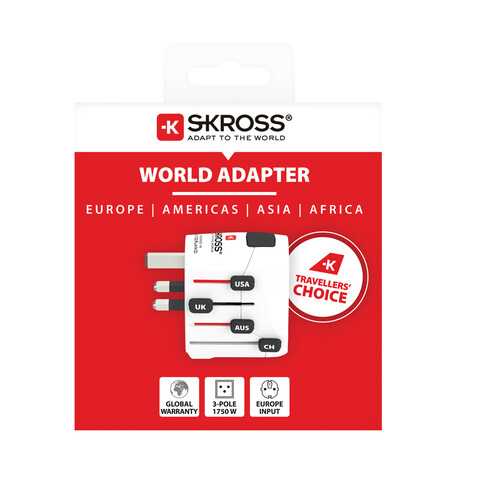 SKROSS Pro 3-Pole World Travel Adapter weiß bedrucken, Art.-Nr. RB1.103145