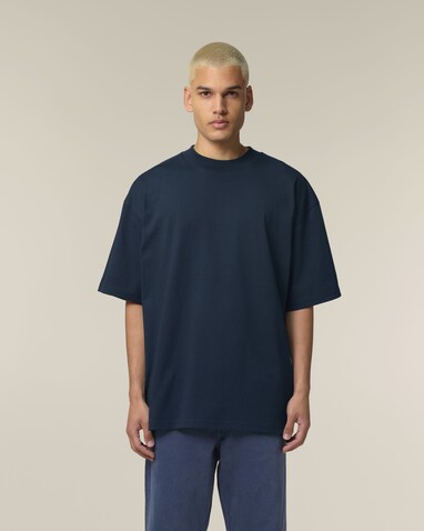 Blaster 2.0 - Das Oversized Unisex-T-Shirt mit Stehkragen - French Navy - L bedrucken, Art.-Nr. STTU959C7271L