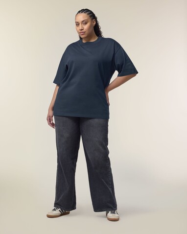 Blaster 2.0 - Das Oversized Unisex-T-Shirt mit Stehkragen - French Navy - XS bedrucken, Art.-Nr. STTU959C727XS