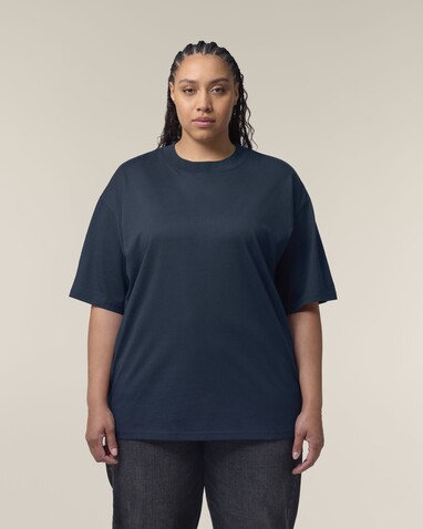 Blaster 2.0 - Das Oversized Unisex-T-Shirt mit Stehkragen - French Navy - 3XL bedrucken, Art.-Nr. STTU959C7273X