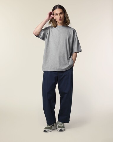 Blaster 2.0 - Das Oversized Unisex-T-Shirt mit Stehkragen - Heather Grey - L bedrucken, Art.-Nr. STTU959C2501L
