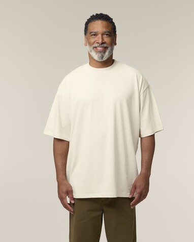Blaster 2.0 - Das Oversized Unisex-T-Shirt mit Stehkragen - Natural Raw - XXS bedrucken, Art.-Nr. STTU959C0542S