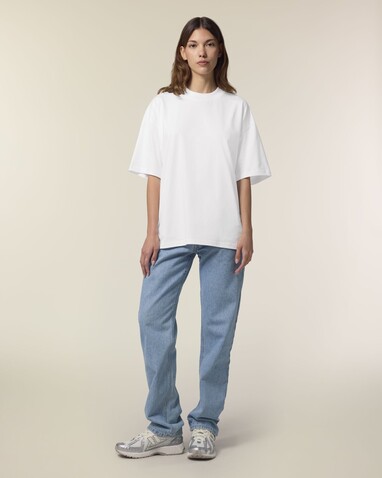 Blaster 2.0 - Das Oversized Unisex-T-Shirt mit Stehkragen - White - S bedrucken, Art.-Nr. STTU959C0011S