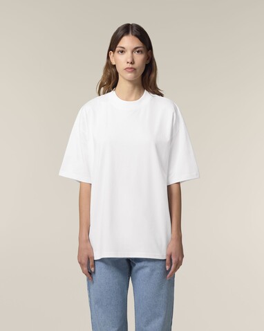 Blaster 2.0 - Das Oversized Unisex-T-Shirt mit Stehkragen - White - S bedrucken, Art.-Nr. STTU959C0011S