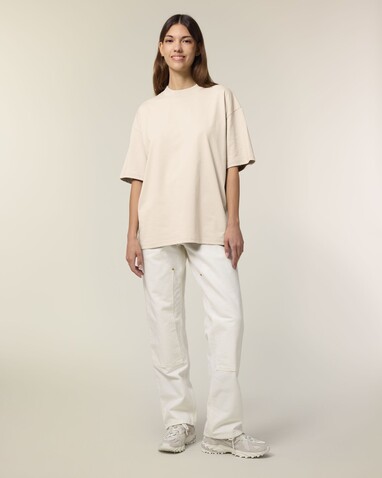 Blaster 2.0 - Das Oversized Unisex-T-Shirt mit Stehkragen - Cream - M bedrucken, Art.-Nr. STTU959C3611M