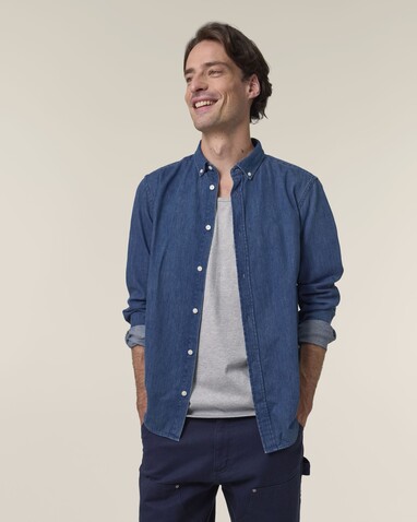 Stanley Denim Shirt - Das Herren-Jeanshemd - Mid Wash - XXL bedrucken, Art.-Nr. STWM967C3712X Stanley Denim Shirt - Das Herren-Jeanshemd - Mid Wash - XXL bedrucken, Art.-Nr. STWM967C3712X