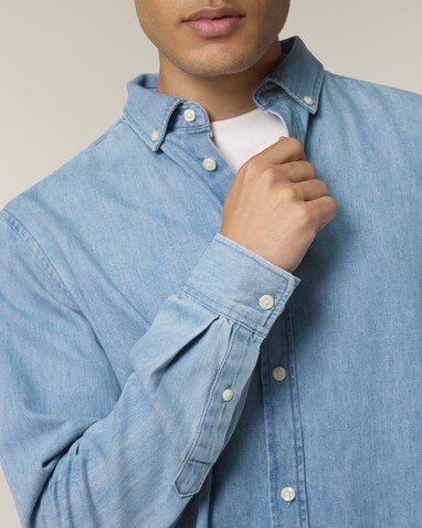 Stanley Denim Shirt - Das Herren-Jeanshemd - Light Wash - 3XL bedrucken, Art.-Nr. STWM967C3703X