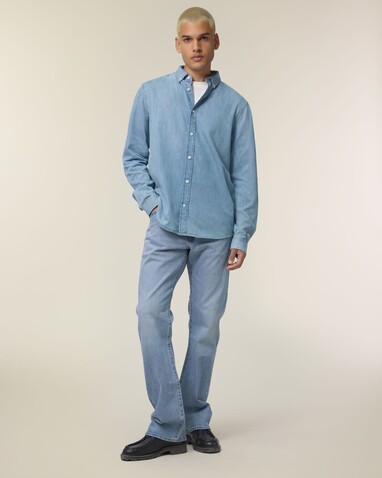 Stanley Denim Shirt - Das Herren-Jeanshemd - Light Wash - S bedrucken, Art.-Nr. STWM967C3701S