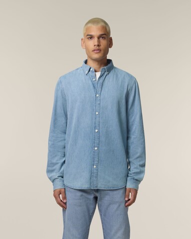 Stanley Denim Shirt - Das Herren-Jeanshemd - Light Wash - 3XL bedrucken, Art.-Nr. STWM967C3703X