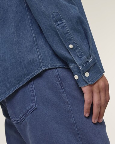 Stanley Denim Shirt - Das Herren-Jeanshemd - Mid Wash - M bedrucken, Art.-Nr. STWM967C3711M