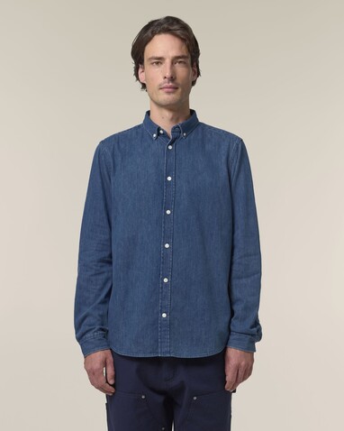 Stanley Denim Shirt - Das Herren-Jeanshemd - Mid Wash - XL bedrucken, Art.-Nr. STWM967C3711X