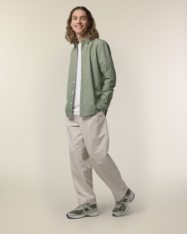 Stanley Styler Shirt - Das Herren-Popelinehemd - Soft Khaki - S bedrucken, Art.-Nr. STWM969C3671S