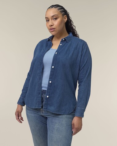 Stella Denim Shirt - Das Damen-Jeanshemd - Mid Wash - 3XL bedrucken, Art.-Nr. STWW970C3713X Stella Denim Shirt - Das Damen-Jeanshemd - Mid Wash - 3XL bedrucken, Art.-Nr. STWW970C3713X
