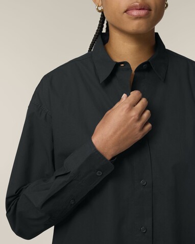 Stella Styler Shirt - Das Relaxed Damen-Popelinehemd - Black - S bedrucken, Art.-Nr. STWW973C0021S Stella Styler Shirt - Das Relaxed Damen-Popelinehemd - Black - S bedrucken, Art.-Nr. STWW973C0021S