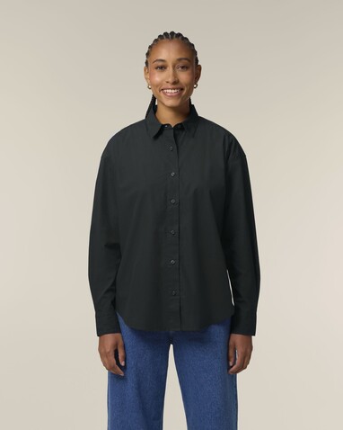 Stella Styler Shirt - Das Relaxed Damen-Popelinehemd - Black - S bedrucken, Art.-Nr. STWW973C0021S Stella Styler Shirt - Das Relaxed Damen-Popelinehemd - Black - S bedrucken, Art.-Nr. STWW973C0021S