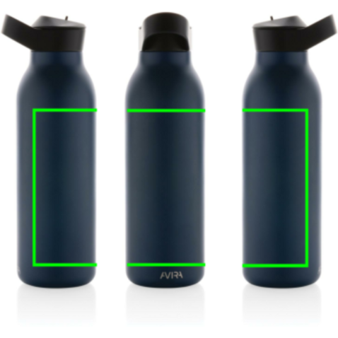 Avira Ara RCS Re-Steel Fliptop Wasserflasche 500ml navy blau bedrucken, Art.-Nr. P438.080